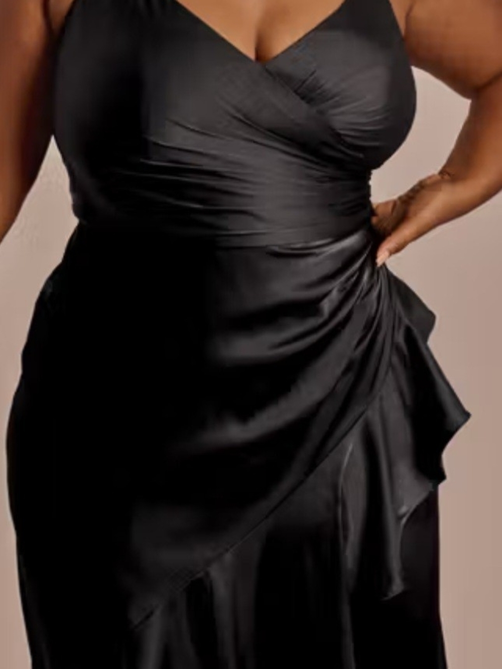Black V-Neck Ruffle Dress - Picture 4 of 4